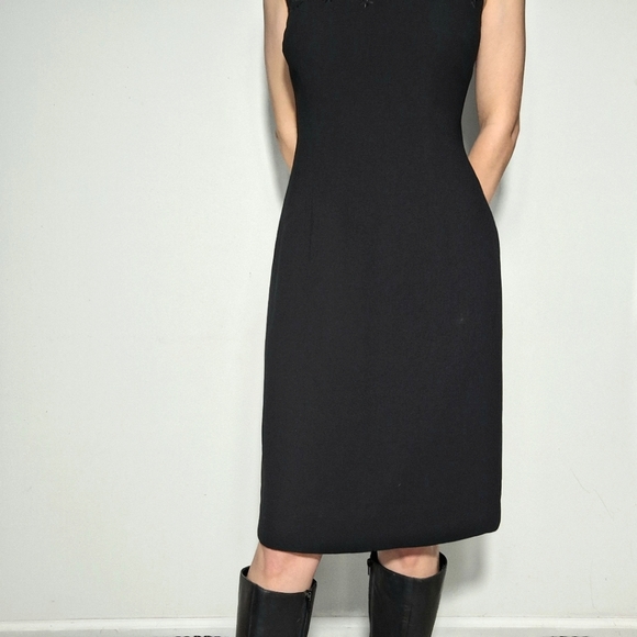 Vintage 90's Embroidered Black Dress - Picture 6 of 9